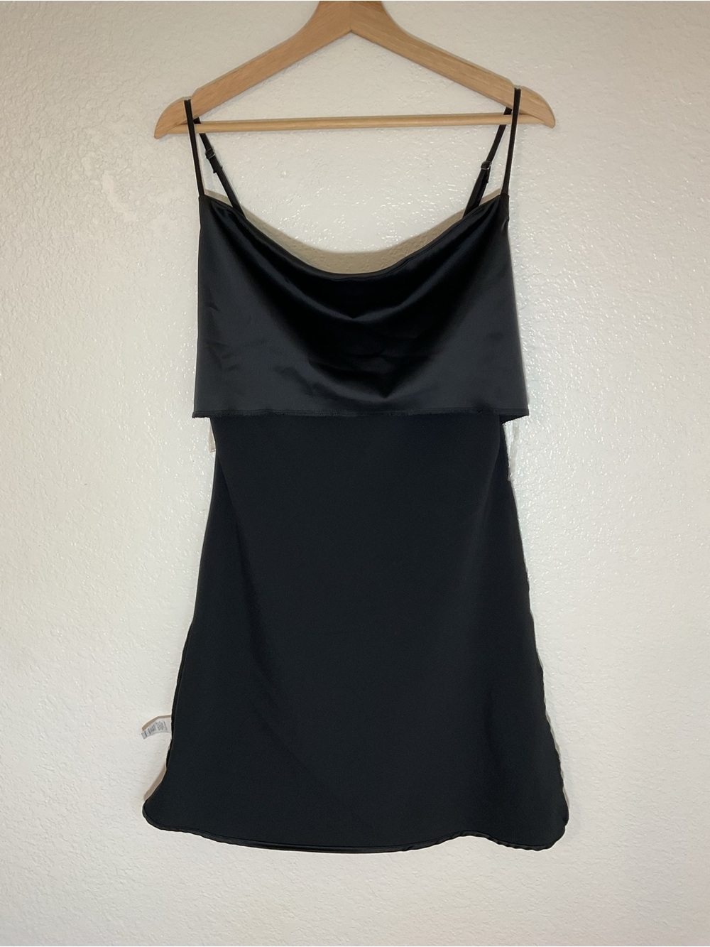 See You Monday Black Satin Cowl Neck Mini Slip Dress Size M - Picture 5 of 10